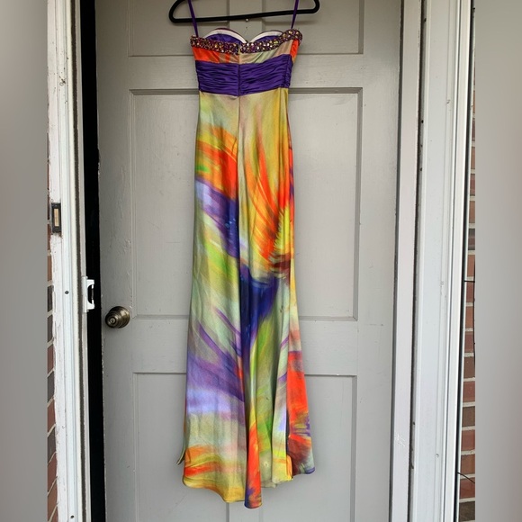 NINA CANACCI Strapless Formal Sequined Prom Gown Dress 2 Purple Orange Green - Picture 6 of 8